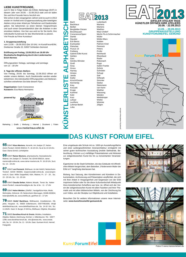 Flyer for the Eifeler Atelier-Tage 2013